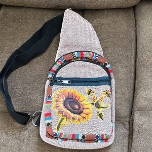 Sunflower Patterned Sling Bag